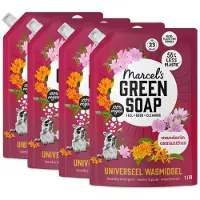 Marcel's Green Soap 4x Wasmiddel Mandarin & Osmanthus Navulling 1000 Ml