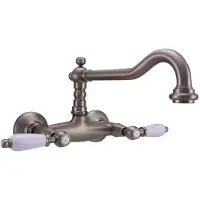 Pb klassieke kraan Opbouw muurkraan Witte hendels RVS 1208854192