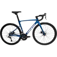 RINOS Odin 1 Carbon Road - RaceFiets - met UCI Frameset- met Shimano SORA 18 versnellingen en schijfremmen - lichte fiets voor dames en heren - 700 x 40C - Kameleon Blauw Paars XL-58