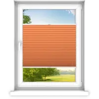Time4blinds - Plisségordijn zonder boren op maat gemaakt - Vouwgordijn - Plisségordijn privacy en zonwering - Eenvoudige installatie - Kant-en-klaar plisségordijn - 50x160 cm - Oranje