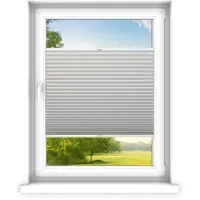 Time4blinds - Plisségordijn zonder boren op maat gemaakt - Vouwgordijn - Plisségordijn privacy en zonwering - Eenvoudige installatie - Kant-en-klaar plisségordijn - 80x60 cm - Lichtgrijs