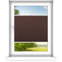 Time4blinds - Plisségordijn zonder boren op maat gemaakt - Vouwgordijn - Plisségordijn privacy en zonwering - Eenvoudige installatie - Kant-en-klaar plisségordijn - 110x60 cm - Klassiek bruin