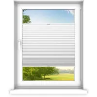 Time4blinds - Plisségordijn zonder boren op maat gemaakt - Vouwgordijn - Plisségordijn privacy en zonwering - Eenvoudige installatie - Kant-en-klaar plisségordijn - 130x140 cm - Wit