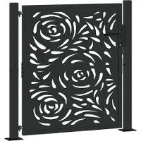 vidaXL Poort met vlamontwerp 100x100 cm staal zwart