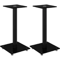 vidaXL Luidsprekerstandaards 2 st 1 pijler gehard glas zwart