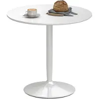HOMCOM Eettafel MDF, staal 80L x 80B x 75H cm wit