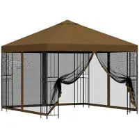 vidaXL Tuin gazebo met zijwanden 3 x 3 m Taupe Polyester en Staal