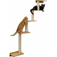 Eyepower 179 cm Wandkrabpaal met 5 Bamboe Planken - Katten Klimboom van Sisal - Krabpaal met Muurbevestiging