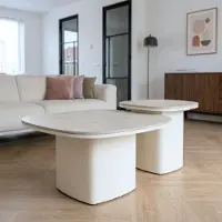 Giga Meubel Salontafel Miles Beige Travertinlook Set van 2