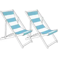 Beliani ANZIO/AVELLINO - Set van 2 hoezen - Gestreept/Turquoise - Polyester
