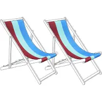 Beliani ANZIO/AVELLINO - Set van 2 hoezen - Streep/Rood/Blauw - Polyester
