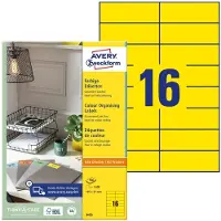 Avery Gekleurde Etiketten, geel, 105,0 x 37,0 mm, permanent klevend