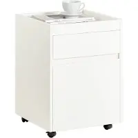 SoBuy Bijzettafel op wieltjes - Max. 25KG - Wit - 40 x 40 x 54 cm