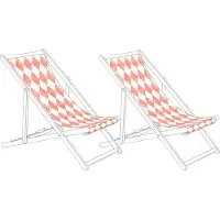 Beliani ANZIO/AVELLINO - Set van 2 hoezen - Geometrisch/Lichtrood - Polyester