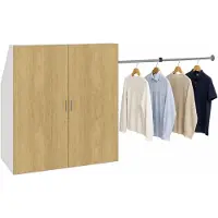 VCM Kleiderschrank für Dachschräge mit Kleiderstange & Stauraum Schrank für Schlafzimmer Dachboden - Dacho L