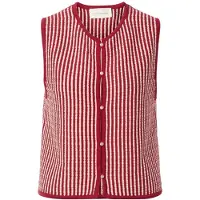 MSCH Copenhagen Gebreide bodywarmer 'Priscilla' robijnrood / wit