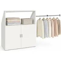 VCM Kleiderschrank für Dachschräge mit Kleiderstange & Stauraum Schrank für Schlafzimmer Dachboden - Dacho M