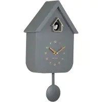 TIM. TIM Koekoeksklok Modern - Wandklok - Inclusief Gewichtsketting - Grijs - ‎22cm x 4cm x 40cm