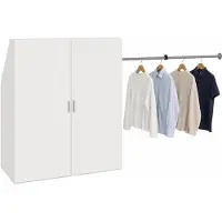 VCM Kleiderschrank für Dachschräge mit Kleiderstange & Stauraum Schrank für Schlafzimmer Dachboden - Dacho L