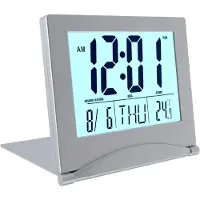 TIM. TIM Dementieklok – Digitale Klok met Alarmfunctie – Kalenderklok met Digitale Wekker - Met Datum en Temperatuurmeter - Zilver-9cm x 4cm x 8cm
