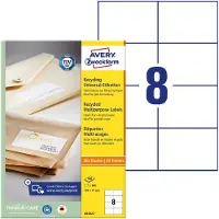 Avery Zweckform Etiket Avery LR3427-100 105x74mm recycled wit 800 stuks
