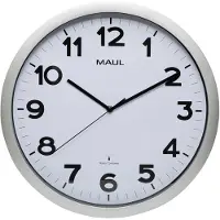 MAUL Step radiogestuurde kunststof wandklok grijs met witte wijzerplaat (Ø 40 cm)