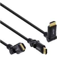 InLine HDMI High Speed-kabel met Ethernet, haakse stekker, zwart, 0,5m