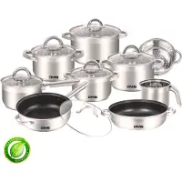 DMS TSE2015C - 15-delige Kookset - RVS - Geschikt voor Alle Kookplaten - Ovenbestendig - Vaatwasserbestendig