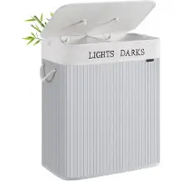 Songmics - Wasmand - Bamboe Wasmand met Deksel - Opvouwbaar - Uitneembare en Wasbare Waszak
