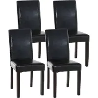 CLP Ina Set van 4 Eetkamerstoelen - Kunstleer zwart donkerbruin
