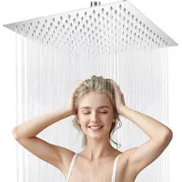 Auralum Max Luxe Regendouchekop Vierkant - 25 x 25 cm / 10 Inch - Ultradunne Hoofddouche - Roestvrij Staal (304 RVS) - 360° Draaibaar - Wellness Chroom