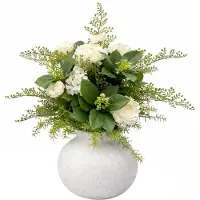 UNUS Kunstbloem met vaas wit groen arrangement 63 cm