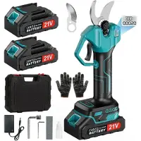 TIM. TIM Professionele Elektrische Snoeischaar – Takkenschaar 30mm – Electrische Snoeischaar met Accu 2x - Zwart/Turkoois - 34cm x 26cm x 1cm