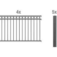 Alberts 510992 compleet hekwerkset Circle, voor inbetonneren, antraciet, hoogte 100 cm, lengte 8 m