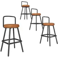 STILVORA Barstoel 37 x 37 cm - Ergonomische Rugleuning En Voetsteun - Voor Keuken En Eethoek - Metaal En PU Leer - Bruin