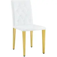 STILVORA Eetkamerstoel 89 Cm – Set Van 4 – Comfortabele Zit Met Ruitstiksel Rugleuning – Voor Eetkamer En Horeca – Pu En Metaal – Wit Goud