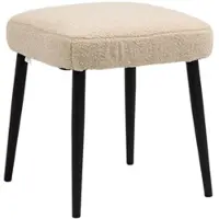 STILVORA Voetenbankje 42 x 42 x 47 cm - Zachte Zithocker Met Kasjmierlook En Stalen Poten - Voor Woonkamer En Slaapkamer - Beige Stof
