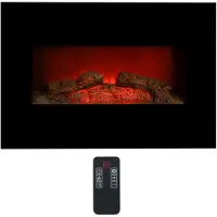 TIM. TIM Sfeerhaard elektrisch - Sfeerhaarden -Sfeerhaard met Schouw-- Gehard Glas - Zwart -12cm x 66cm x 47cm