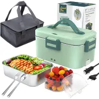 TIM. TIM Elektrische Lunchbox - Lunchbox Elektrisch - Broodtrommel Elektrisch - 3 in 1 - 1,8L- Lichtgroen - 24cm x 17cm x 12cm