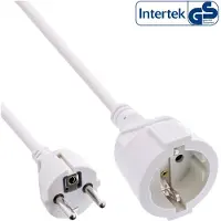 InLine CEE 7/7 (recht) - CEE 7/3 (recht) stroom verlengkabel | 3x 1,50mm | wit | 7 meter
