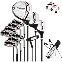 Costway Complete dames golfclubset, 11-delige golfclubset rechtshandig met regenhoes, golfset met 1 driver en 3 fairway & 4 hybride & 6/7/8/9/P ijzer & putter