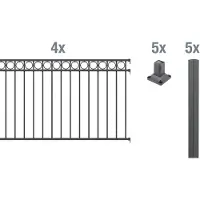 Alberts 511173 compleet hekwerkset Circle, voor montage op harde ondergrond, antraciet, hoogte 100 cm, lengte 8 m