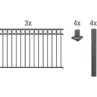 Alberts 511074 compleet hekwerkset Circle, voor montage op harde ondergrond, antraciet, hoogte 100 cm, lengte 6 m