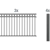 Alberts 510930 compleet hekwerkset Circle, voor inbetonneren, antraciet, hoogte 120 cm, lengte 6 m