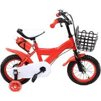 TIM. TIM kinderfiets – Kinderfiets vanaf 3 jaar – Loopfiets – Met Wieltjes – 12 Inch – Sportief – In Hoogte Verstelbaar – Voor Jongens en Meisjes – Met Slijtvaste Banden - Rood - 90cm × 45cm × 60cm