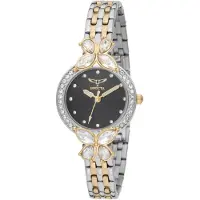 Invicta Wildflower 69096 Dameshorloge - Quartz Uurwerk - Metaal met Zwarte Wijzerplaat - 30 mm