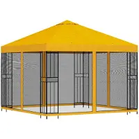 vidaXL Tuin gazebo met zijwanden 3 x 3 m Geel Polyester en Staal