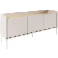 Selsey Tovi - Tv-meubel met 3 deuren, 140 cm, Cashmeregrijs / Eikenhoutlook