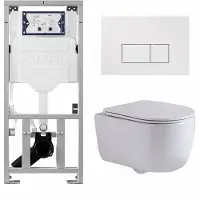 Geberit QeramiQ Dely Swirl Toiletset - 36.3x51.7cm - UP320 inbouwreservoir - met Burda frame - slimzitting - glans witte bedieningsplaat - rechthoekige knoppen - glans wit
