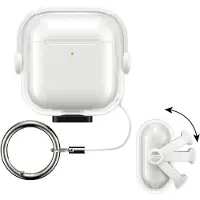 Kwmobile transparante koptelefoonhoes voor Apple Airpods 4 - Hoesje van TPU met veiligheidssluiting - transparant